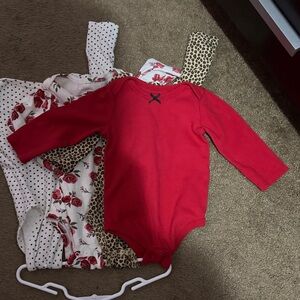 Hudson Baby Red Long Sleeve Bodysuit BUNDLE!!!